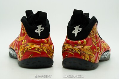 NIKE FOAMPOSITE ONE SUPREME USED SZ 9.5 SPORT RED BLACK METALLIC