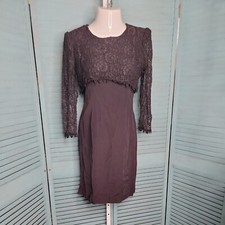 Lindsey Scott Vintage Knee Length Black Sheath Dress ~ Sz 10 ~ Long Sleeve