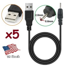 x5 USB to DC Power 2.0x0.6mm Barrel 5V 3.3mm diameter Charging Cable Cord