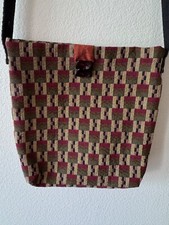 Vintage Southwestern Tapestry Green Red Burgundy Black Snap Crossbody Purse Bag