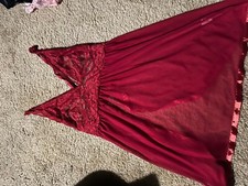 Luxurious Red Lace Slip with Sheer Elegance