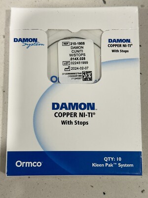 Kit D’arcs Orthodontiques Ormco DAMON CuNiTi Optimal-Force - 10 Pièces Avec Stops