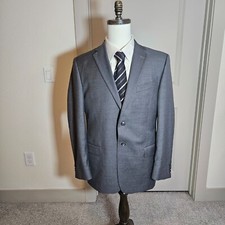 Jos A Bank Suit Blazer Mens 41R 100 Wool Zignone Super 100's 2-Button Gray
