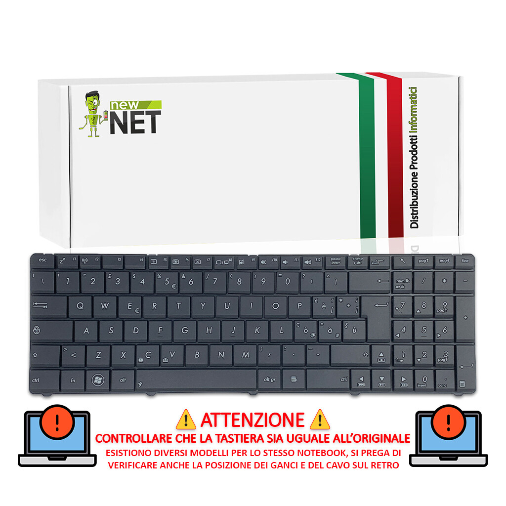 Tastiera Italiana Per Notebook ASUS – Sostituisce 04GNV32KIT00, Compatibile Con Serie A52, K52, X52, G73 - 2