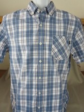 New Hurley Men's Shirt Playa Surfing Blue Plaid Button Up Cotton Size Large