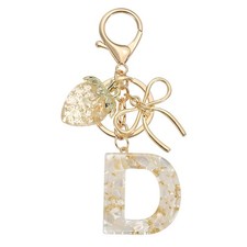 Initial Letter D Keychain Cute Resin Letter Bag Charm White
