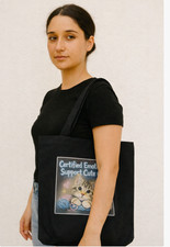Certified Emotional Cat Tote Bag Cute Kitty Illustration Cat Lovers Gift