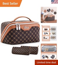 Travel Makeup Bag Cosmetic Bags for Women: 3 Pcs Set Large Portable Make up B...