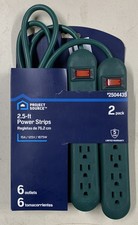 Two Power Strips 6 Outlets Per Strip 2.5  Cord NEW FREE SHIPPING