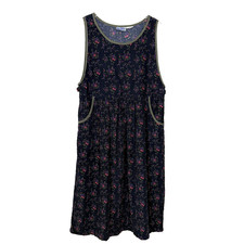 Vtg Erika & Co Corduroy Jumper Dress Womens L Modest Midi Floral Cottage Grandma