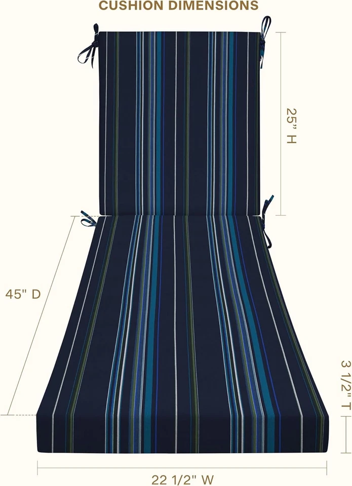 SET(2) Outdoor Chaise Lounge 22.5 x 70 Sunbrella Chair Cushions  Patio Furniture - Image 3 of 4