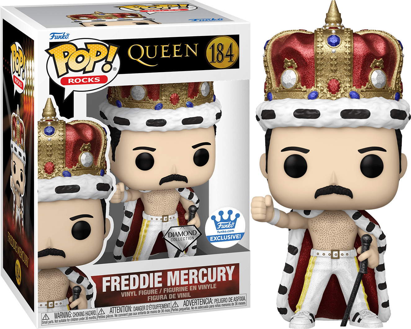 Funko Pop! Rocks Freddie Mercury Diamond + Funko Shop Exclusivo #184 Nov 2022