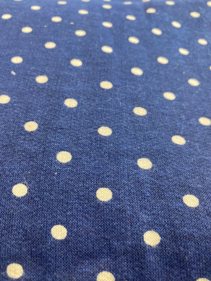 Blue & White Double Knit Fabric With Polka Dot Pattern 34" W x 33" L - Image 2 of 4