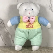 VINTAGE SOFT DREAMS BABY'S FIRST BEAR RATTLE TEDDY BEAR TERRY CLOTH PLUSH W/TAG