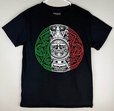 Aztec Calendar Mesoamerican Mexican Culture Mexico Black T-Shirt Size Small