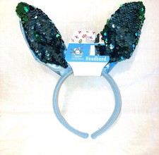 Headband Easter Bunny Ears Blue Sequins Sparkle Girls new