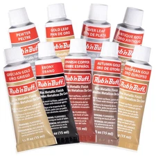 Rub n Buff Wax Metallic Finish 9 Color Kit - Antique Gold European Gold Greci...