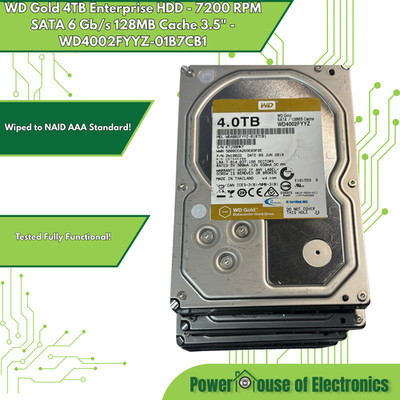 WD Gold 4TB Enterprise HDD - 7200 RPM SATA 6 Gb/s 128MB Cache 3.5'' - WD4002FYYZ