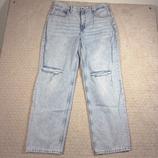 Good American Good 90's Jeans GFXL859DVT Size 12/31 Distressed Retro Light Wash