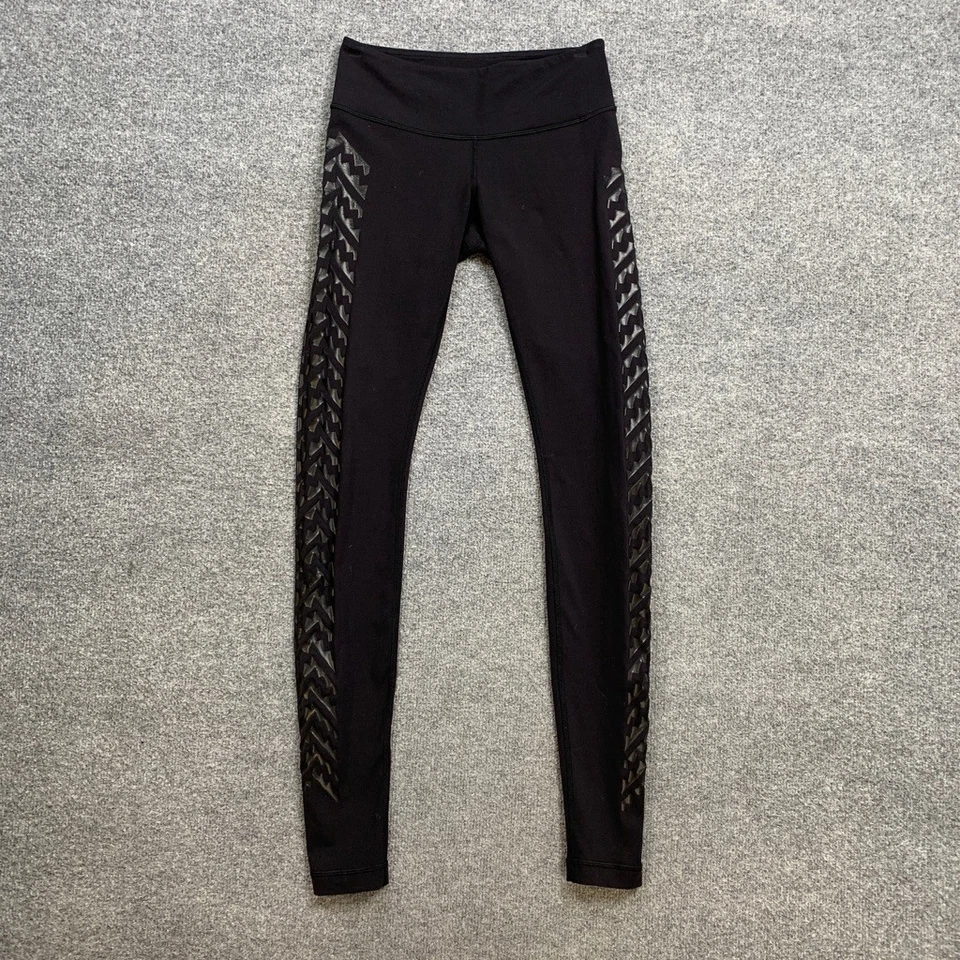 Leggings Lululemon Mujer 4 Negro Wunder Bajo Estampado Azteca Imitación Cuero Panel Foto 2 de 4