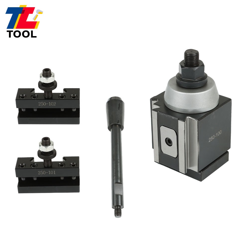 3-Pcs AXA 250-100 Set Piston Type Quick Change Tool Post Holder For Lathe 6- 12"
