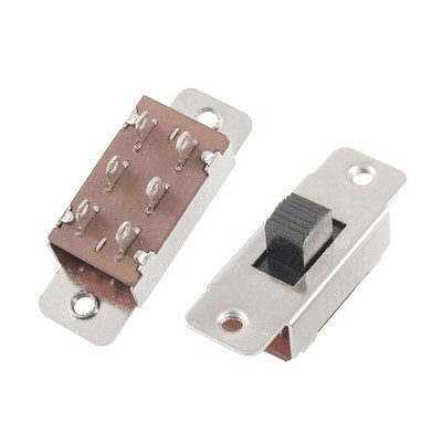 5PACK On/Off/On 3 Position DPDT 2P3T PCB Panel Slide Switch 6A/125V 3A/250V AC