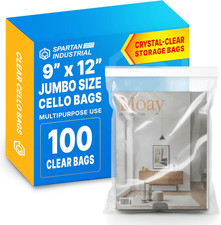 9" X 12" Self-Sealing Cellophane Bags 100 Count Clear Poly Packaging for Shi