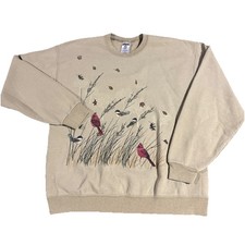 Vintage Bird Sweatshirt Adult Women's Size Large Flower Pullover VTG USA