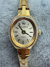 Vintage Ladies Helbros Gold Tone Quartz Watch New Battery