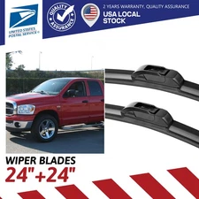 24"+24" Silicone Front Wiper Blades Replacement For Dodge Ram 1500 2002-2008