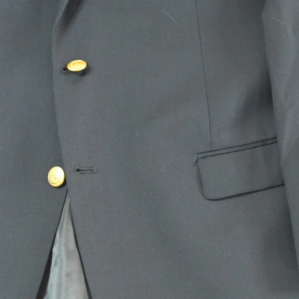 NEW Chaps Ralph Lauren 46R Navy Blue Wool Gold Button Blazer Jacket Sport Coat - Image 3 of 4