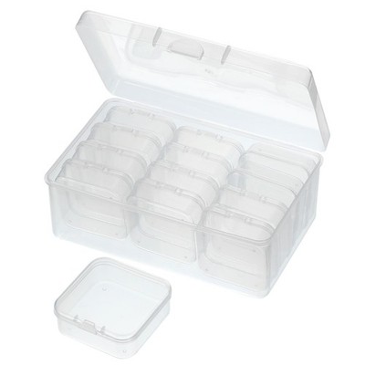 7x4.3x2.8 Inch Nail Charm Organizer 12 Grid Craft Storage Box Transparent