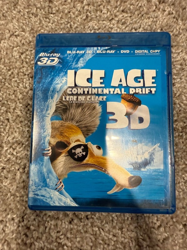 Ice Age: Continental Drift (3D Blu-ray + Blu-ray + DVD, 2012) Like New