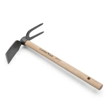 Hoe Garden Tool 18” Double-Sided Carbon Steel Garden Hoe and 2-Prong Cultivator
