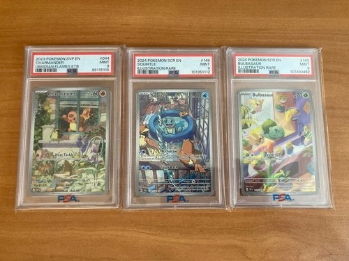 CHARMANDER SVP 044 BULBASAUR 143 SQUIRTLE 148 ILLUSTRATION RARE PSA 9 KANTO SET
