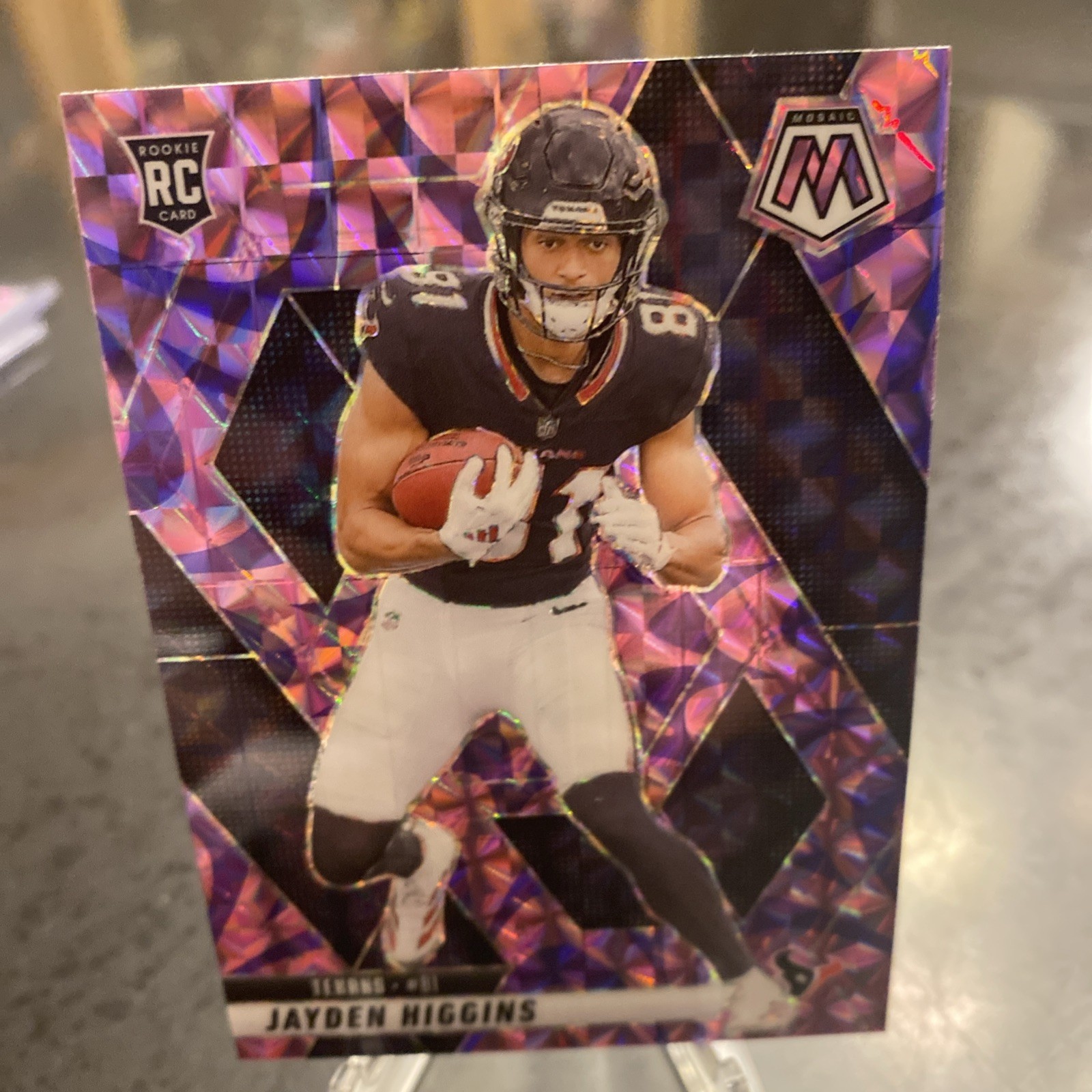 2025 Panini Mosaic Reactive Purple Jayden Higgins #346 Houston Texans RC