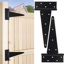 12 Inch T-Strap Gate Hinges, Heavy Duty Shed Barn Door Hinges, Black Tee Hing...