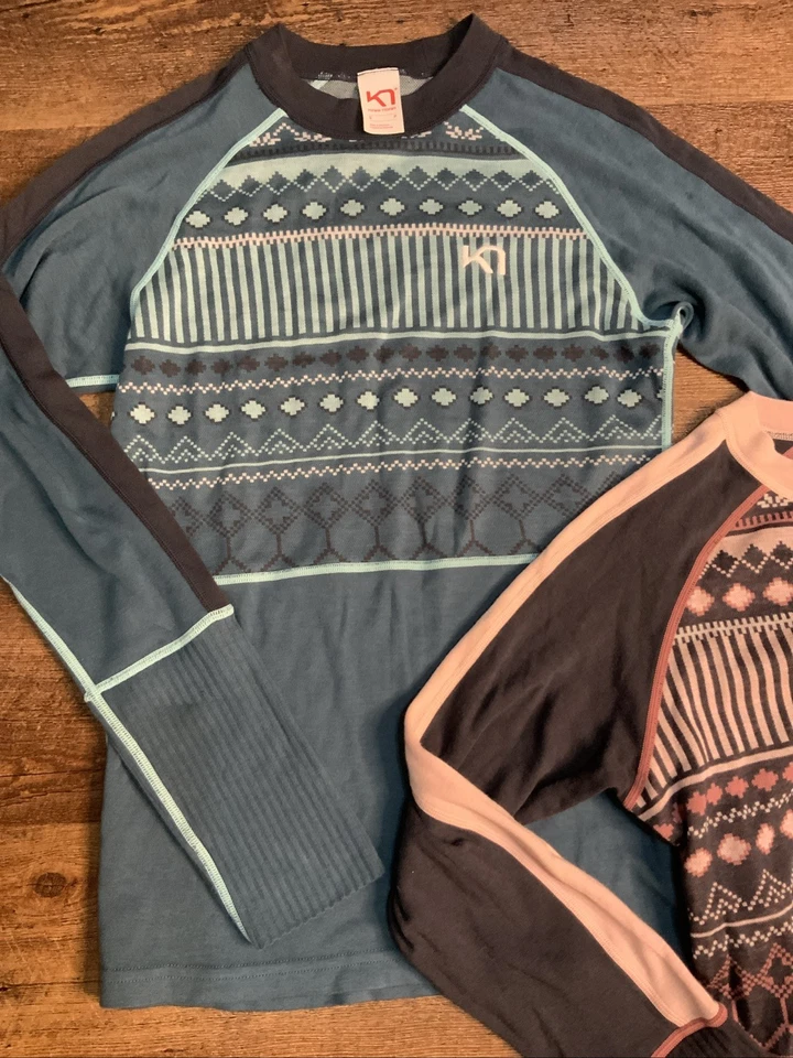 Kari Traa Womens S/P Blue/Pink Long Sleeve Wool Baselayer Tops Lot Of 2 - Image 3 of 4