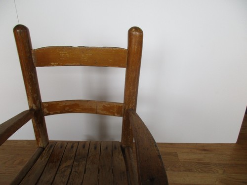 Vintage Wooden Ladder Back Rocking Chair Rustic Wood Slat Rocker Child Size 23" - Picture 17 of 24