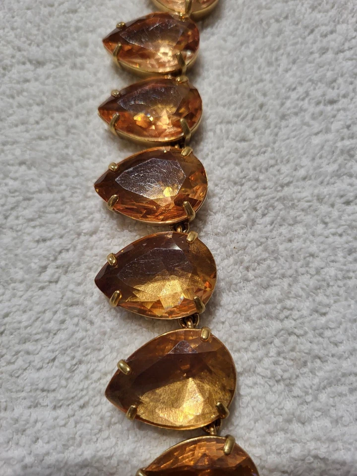 Firmado J. Collar de lágrima grande Crew color piedra ámbar latón declaración 16 pulgadas" Foto 4 de 4