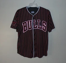 Chicago Bulls 66 Pinstripe NBA UNK Brand Button Up Jersey Shirt - Adult Large L