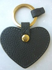 Mulberry Heart Keyring in Dark Grey Leather with Gold Tone Ring - Barely used