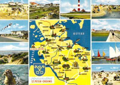 St.Peter-Ording AK Schleswig-Holstein Map Landkarte Umgebungskarte 