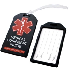 2 Pack - Medical Alert ID Luggage Tags with 6" Loops for Carry-On Medical Device