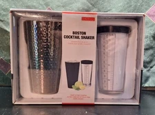 Undici Boston Hammered Iridescent Stainless Steel Cocktail Shaker NEW