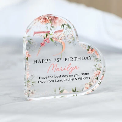 FROM WILLOW Personalised Happy 75th Birthday Gift Plaque, Birthday Gift For Nan Grandma Mum