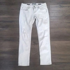 Vigoss Jeans Women's 27 White Thompson Tomboy Distressed Lowrise 29" Inseam