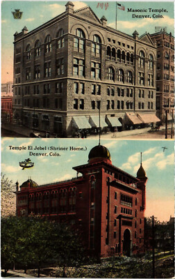 PC FREEMASONRY, MASONIC TEMPLE, DENVER, CO, VINTAGE POSTCARD (B57296)