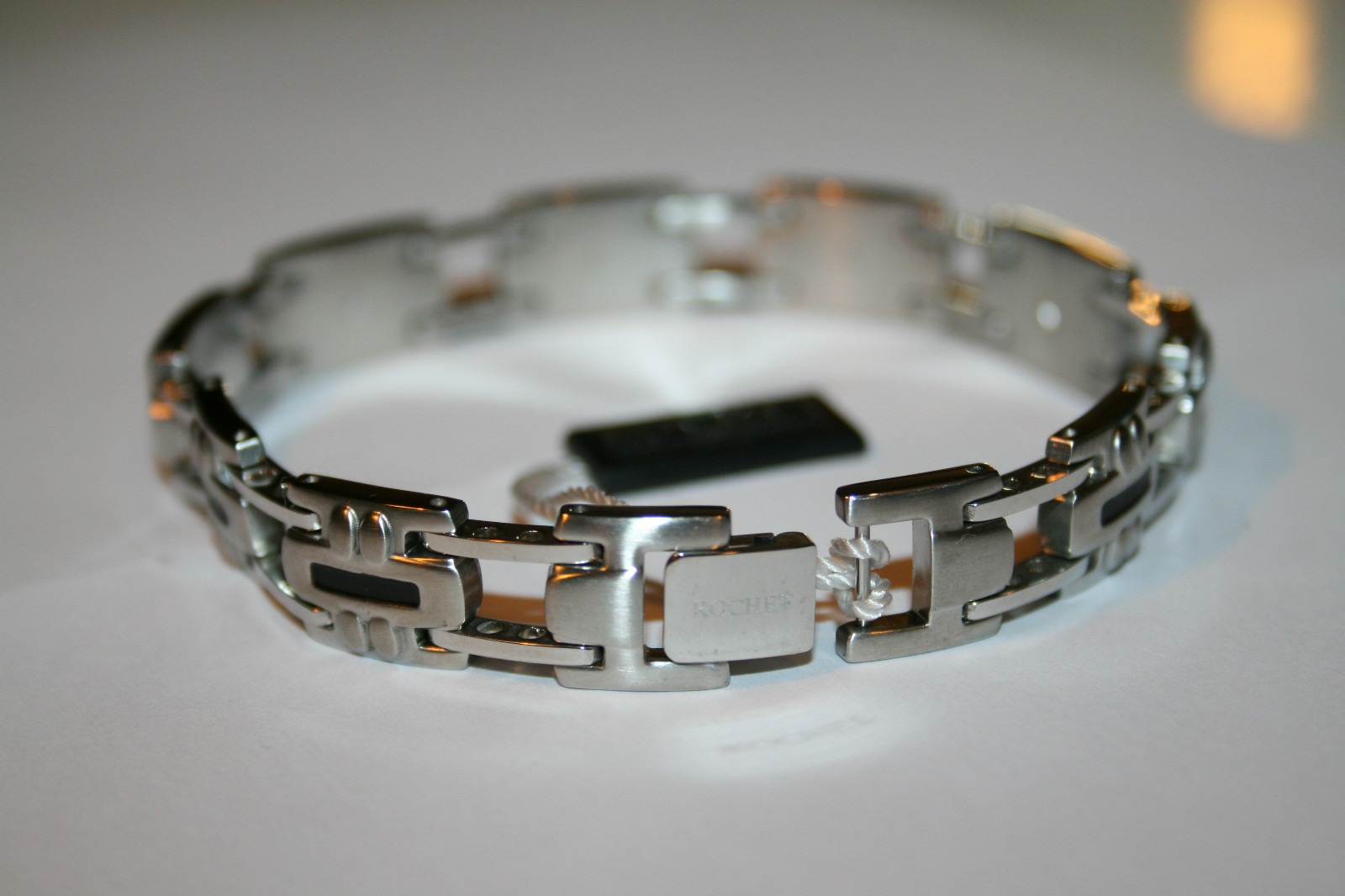 Bracelet homme Rochet en acier et maillons tressés gris anthracite taille 21cm
