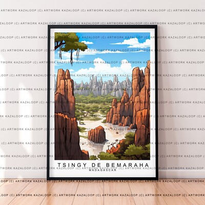 Tsingy De Bemaraha Unframed Poster Madagascar Art Print Nature Illustration View